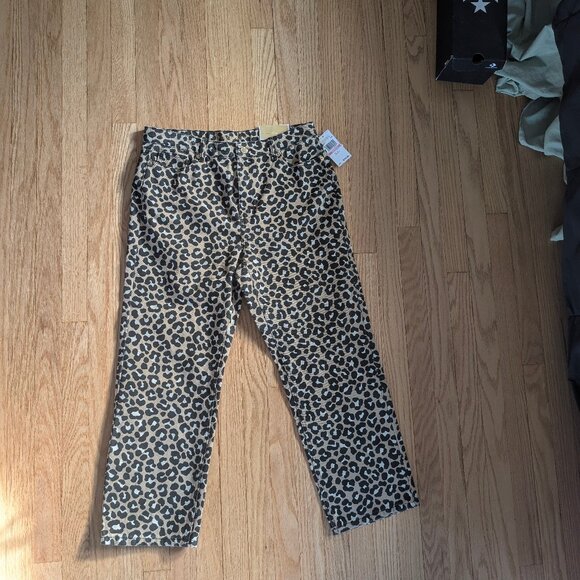 NEW Michael Kors Selma Straight Leg Ankle size 10 Leopard Print High Rise Jeans - Picture 3 of 13